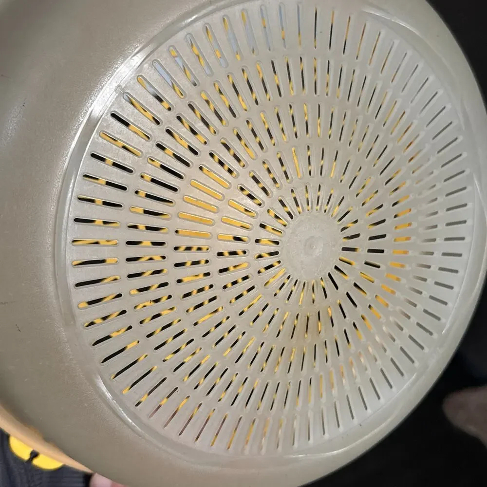 Vintage Tupperware Lettuce Spinner Colander Bowl Set Yellow 1336-A Retro Kitchen